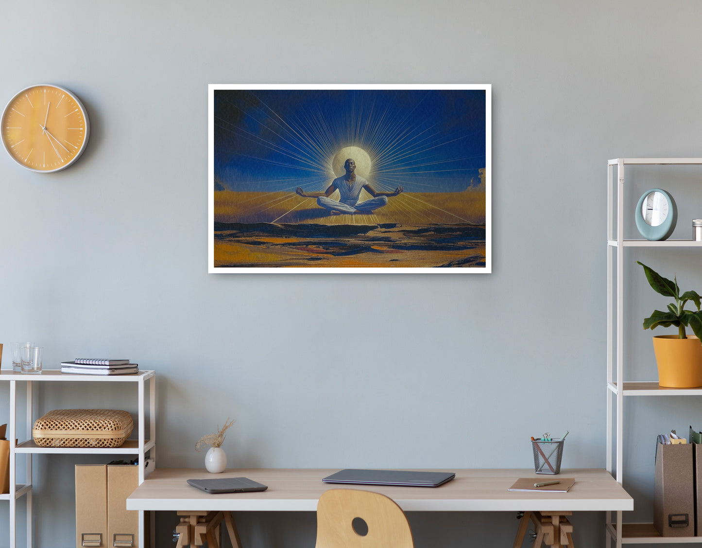 Black Woman Desert Meditation African American wall art print view