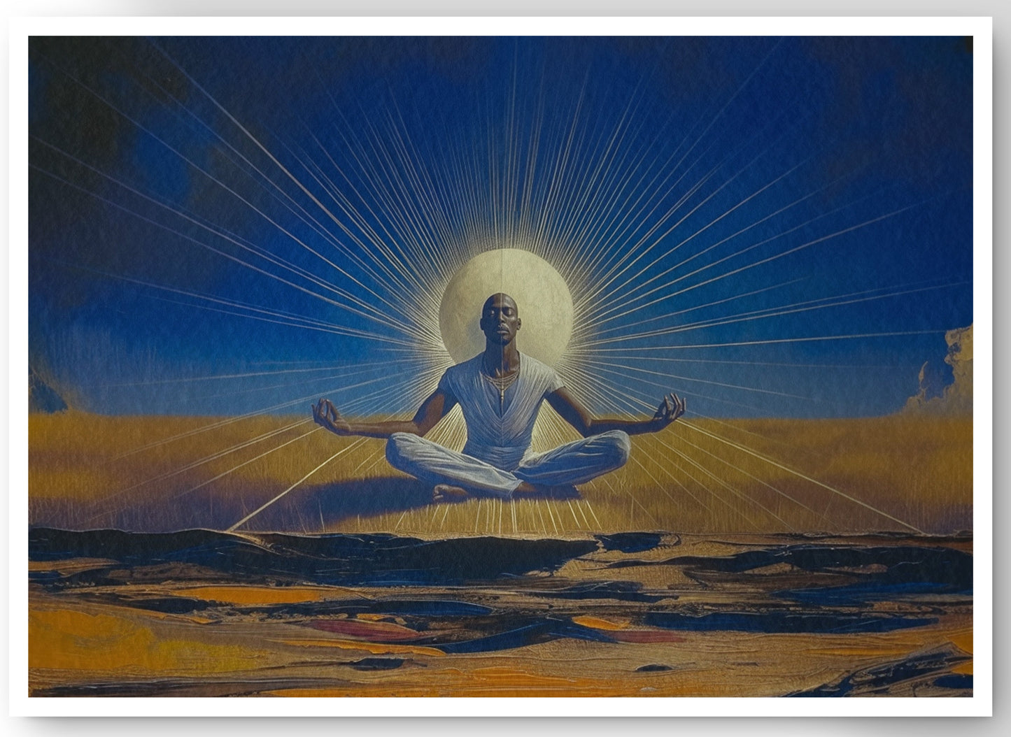 Black Woman Desert Meditation African American wall art canvas print by MoomZee Artwork