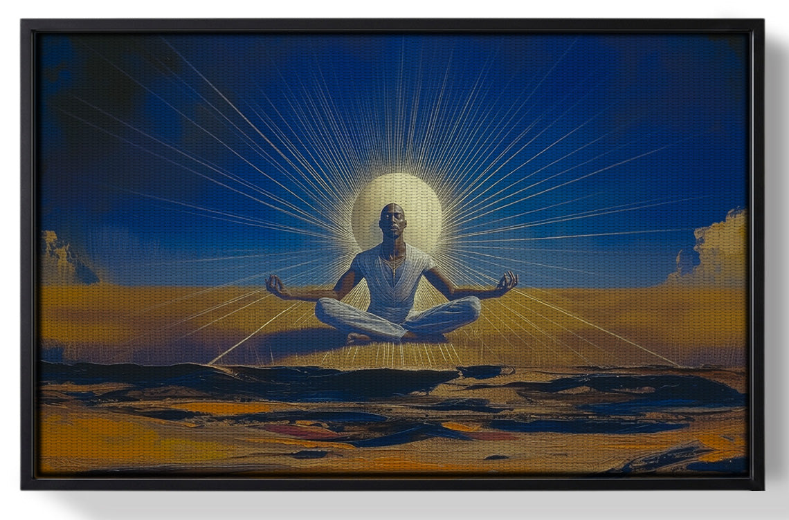 Framed Black Woman Desert Meditation African American wall art for home decor