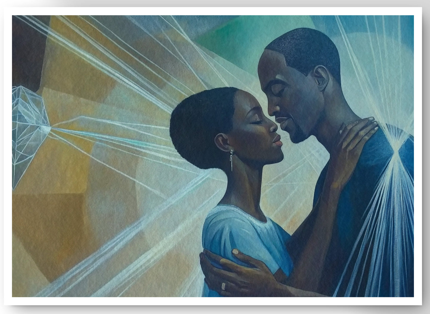 Black Couple Embrace Black love wall art canvas print by MoomZee Artwork