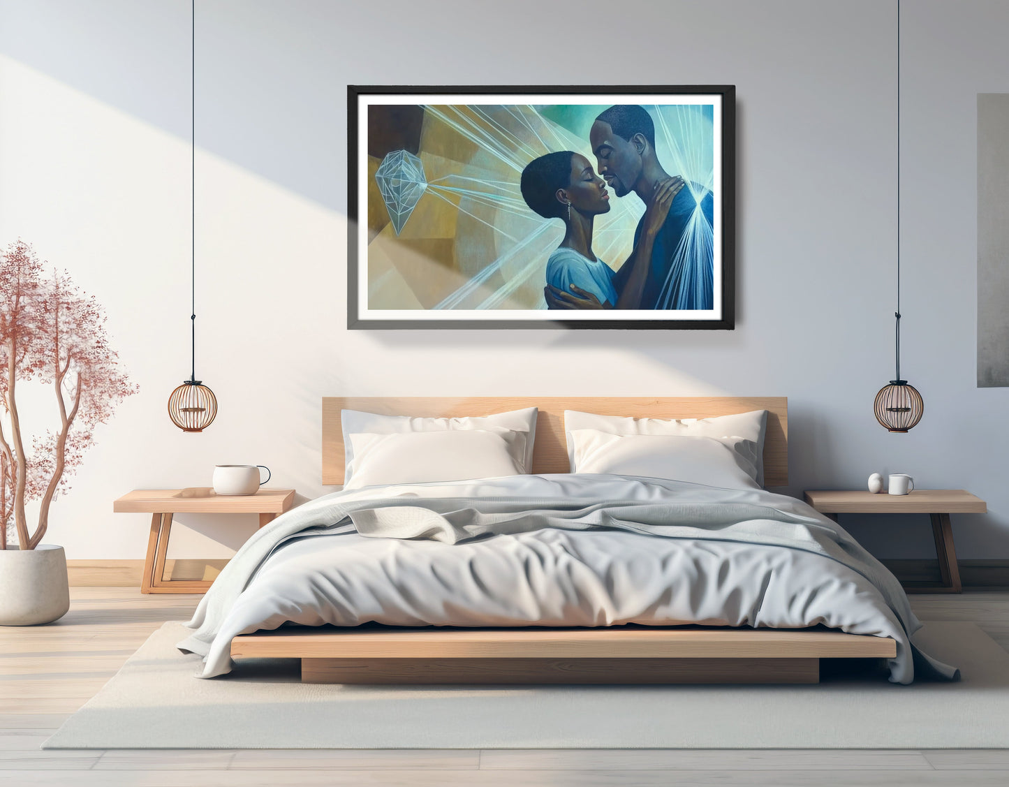 Black Couple Embrace Black love wall art view 69