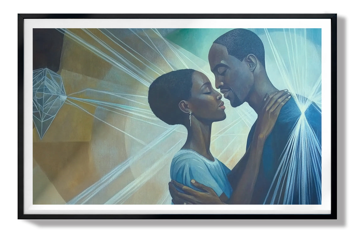 Black Couple Embrace Black love wall art view 67