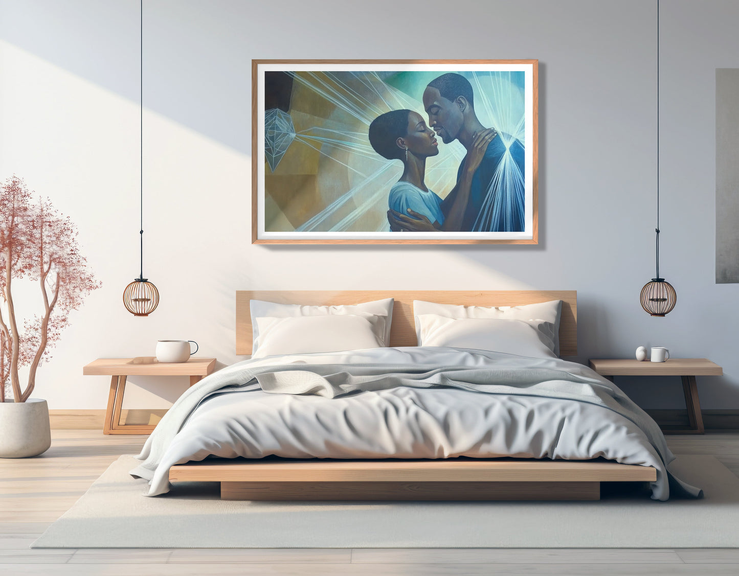 Black Couple Embrace Black love wall art view 81