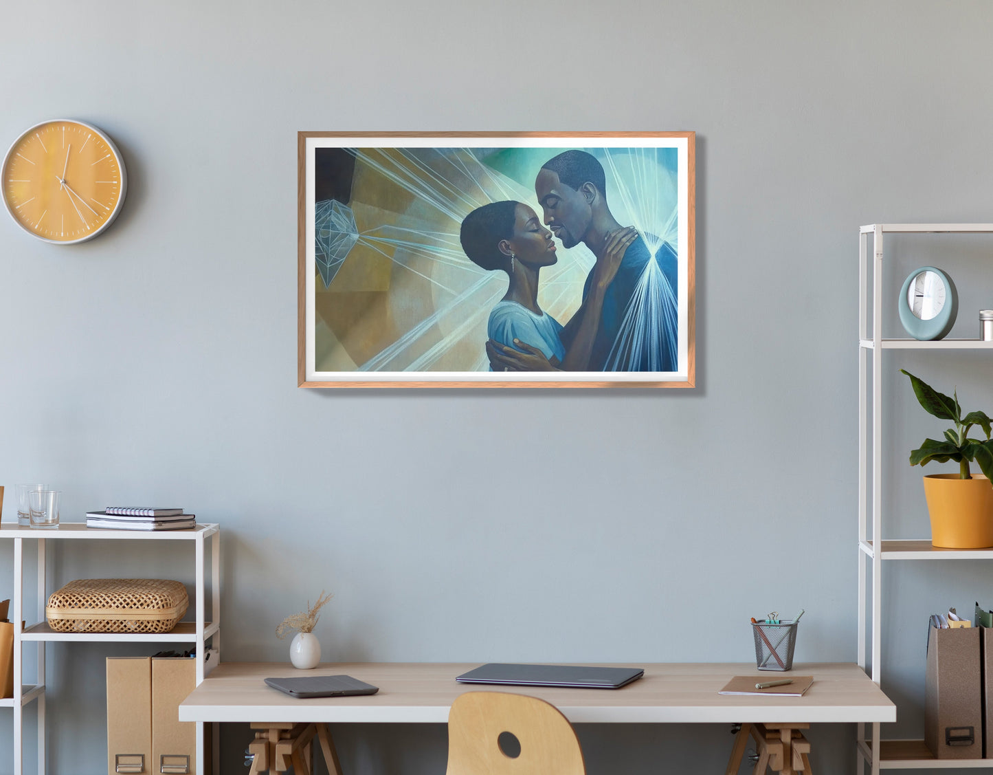 Black Couple Embrace Black love wall art view 84