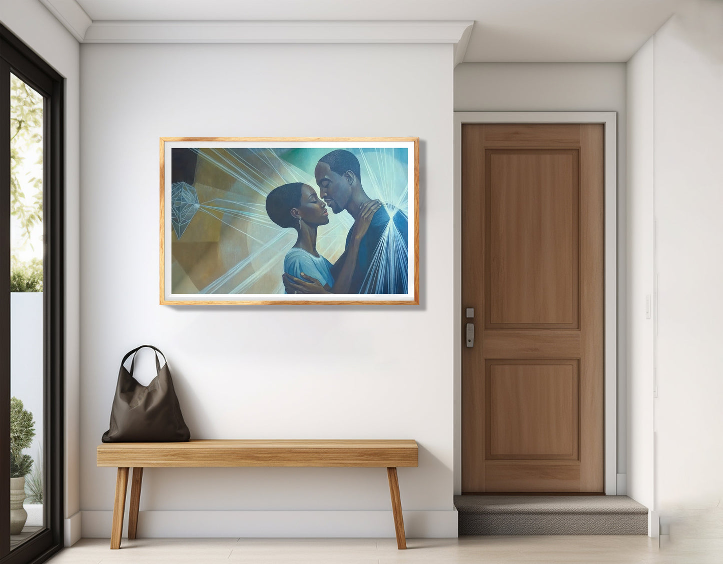 Black Couple Embrace Black love wall art view 77
