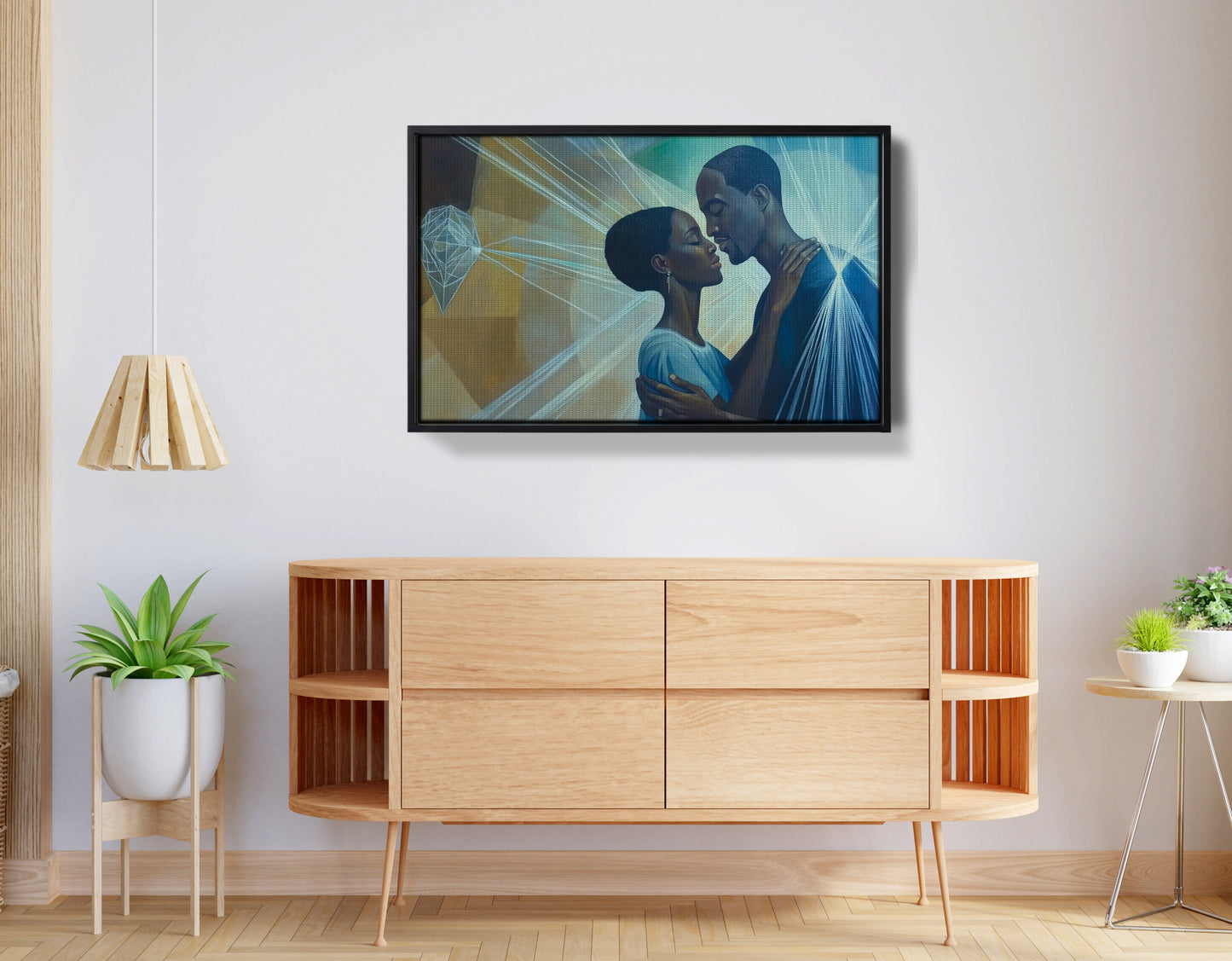 Black Couple Embrace Black love wall art view 26