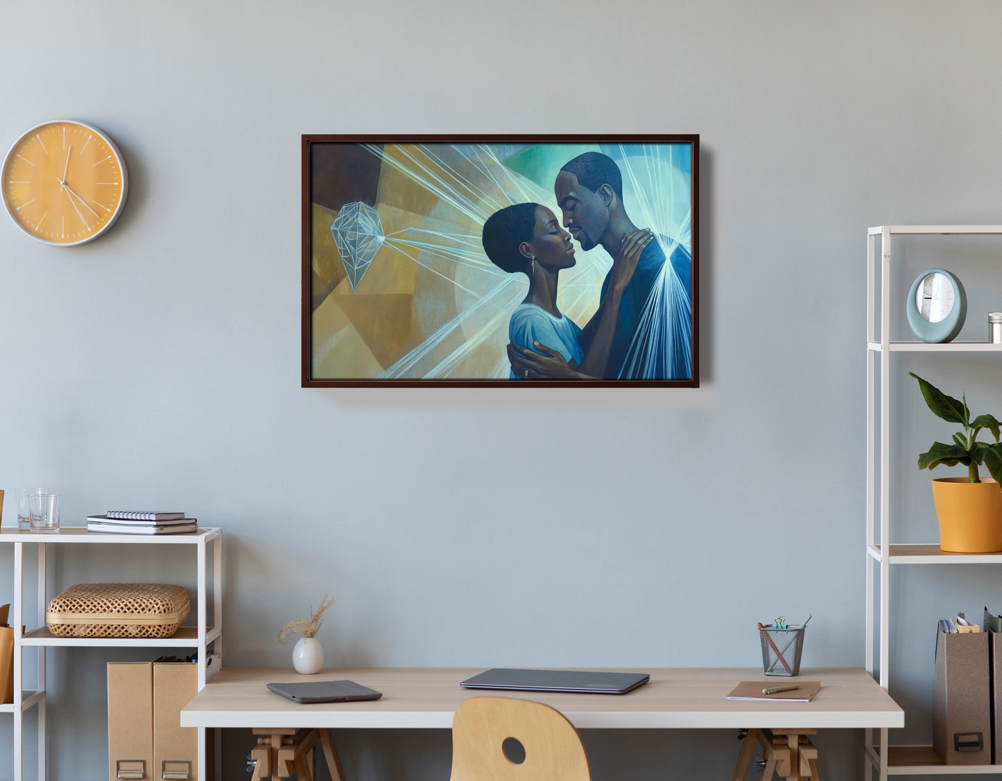 Black Couple Embrace Black love wall art view 36