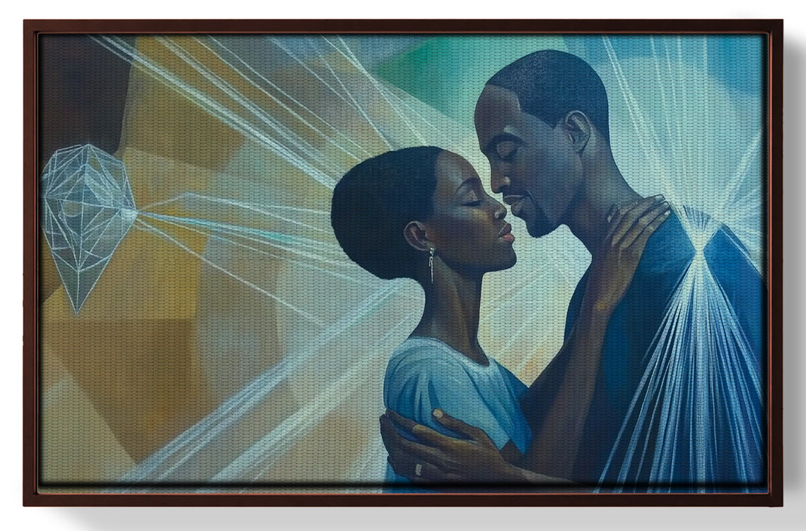 Black Couple Embrace Black love wall art view 31