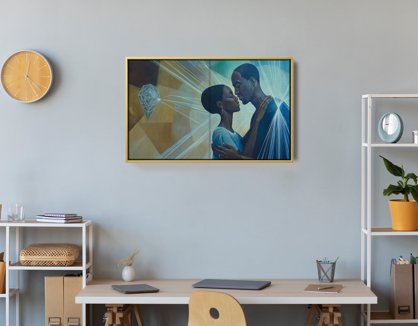 Black Couple Embrace Black love wall art view 42