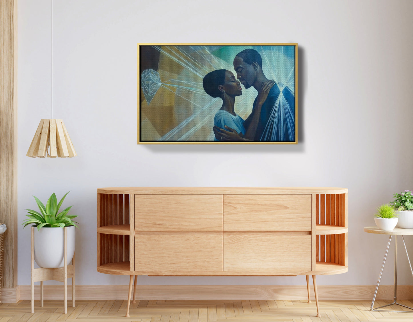 Black Couple Embrace Black love wall art view 38