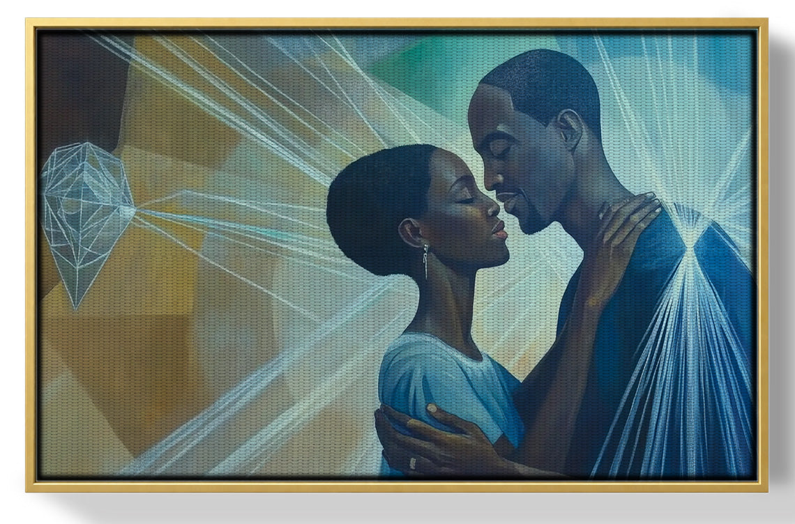 Black Couple Embrace Black love wall art view 37