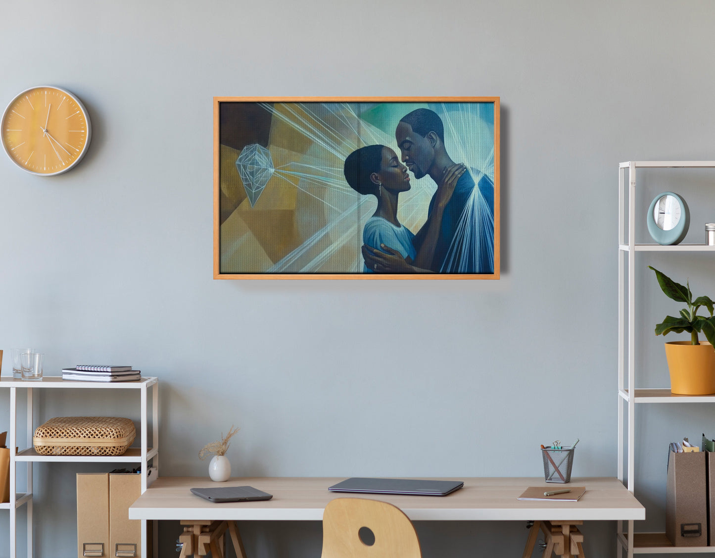 Black Couple Embrace Black love wall art view 48