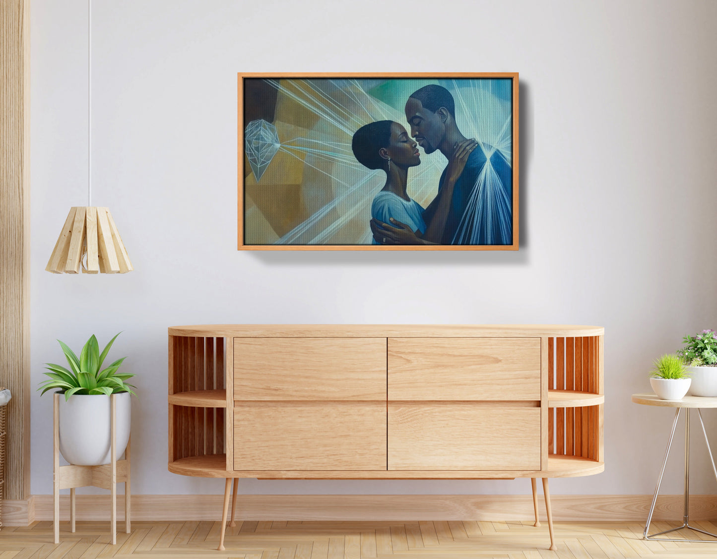 Black Couple Embrace Black love wall art view 44