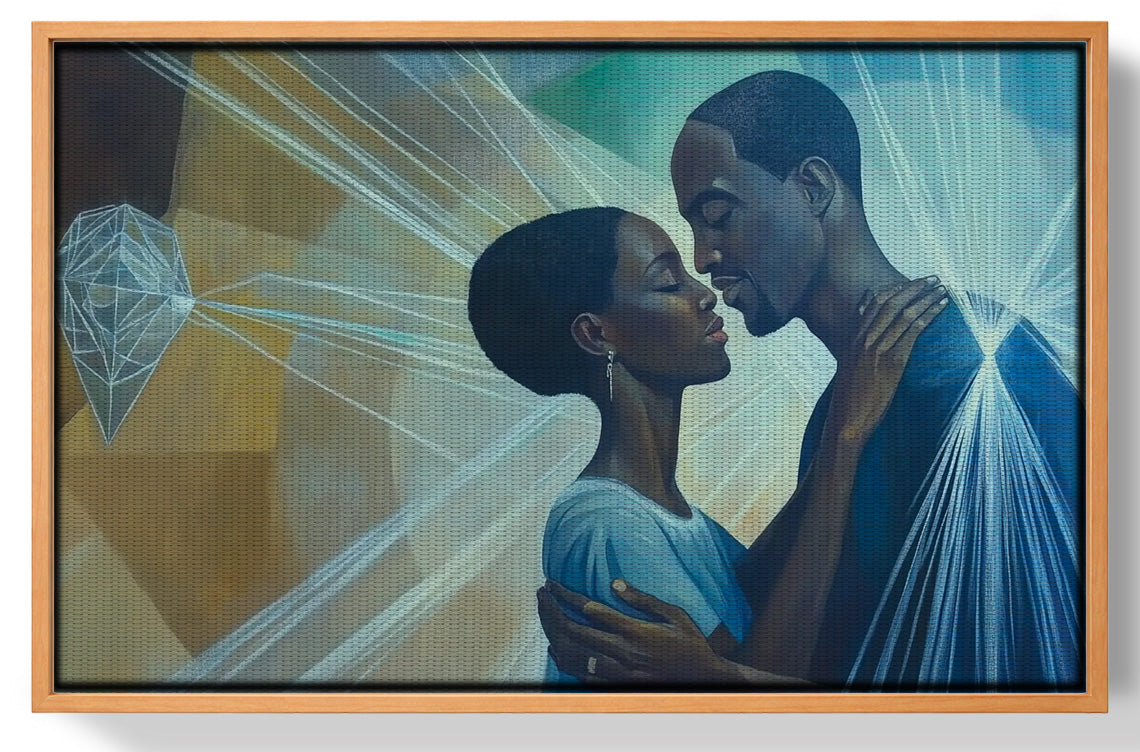 Black Couple Embrace Black love wall art view 43