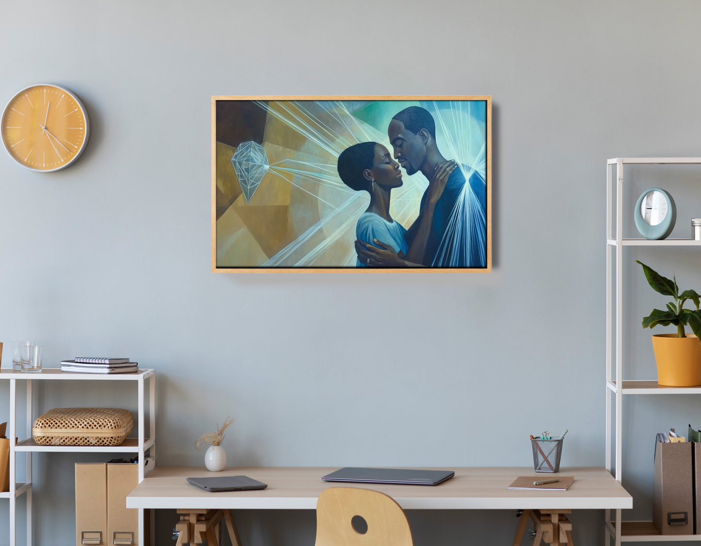 Black Couple Embrace Black love wall art view 54