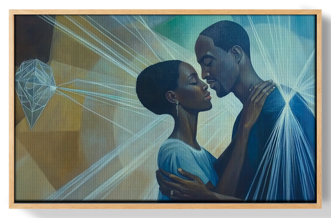 Black Couple Embrace Black love wall art view 49