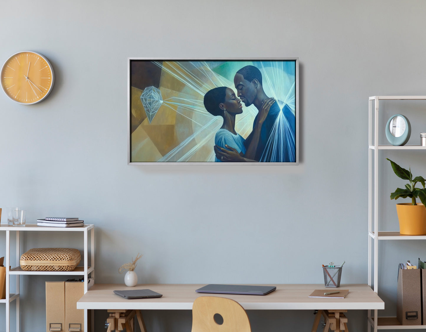 Black Couple Embrace Black love wall art view 60