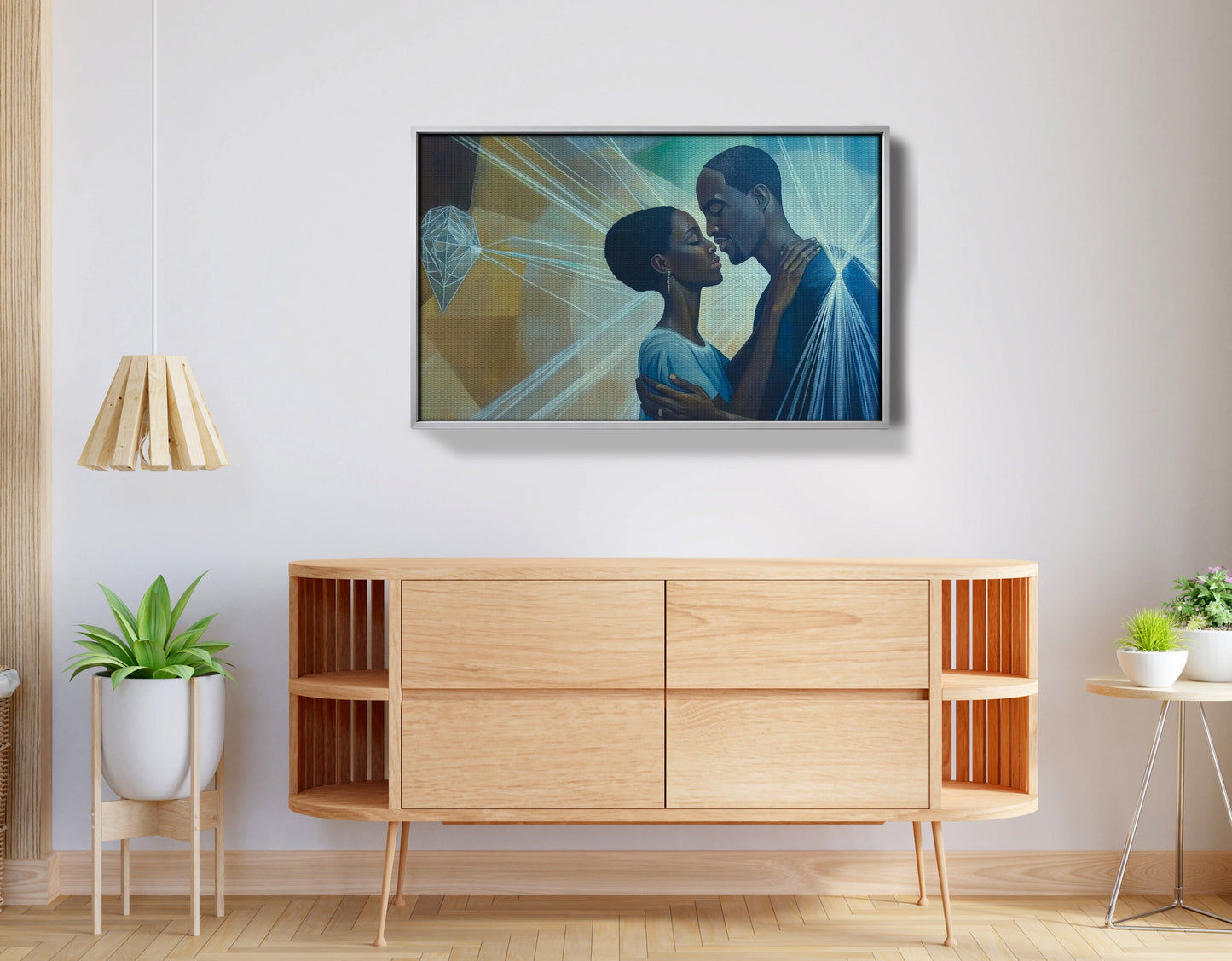 Black Couple Embrace Black love wall art view 56