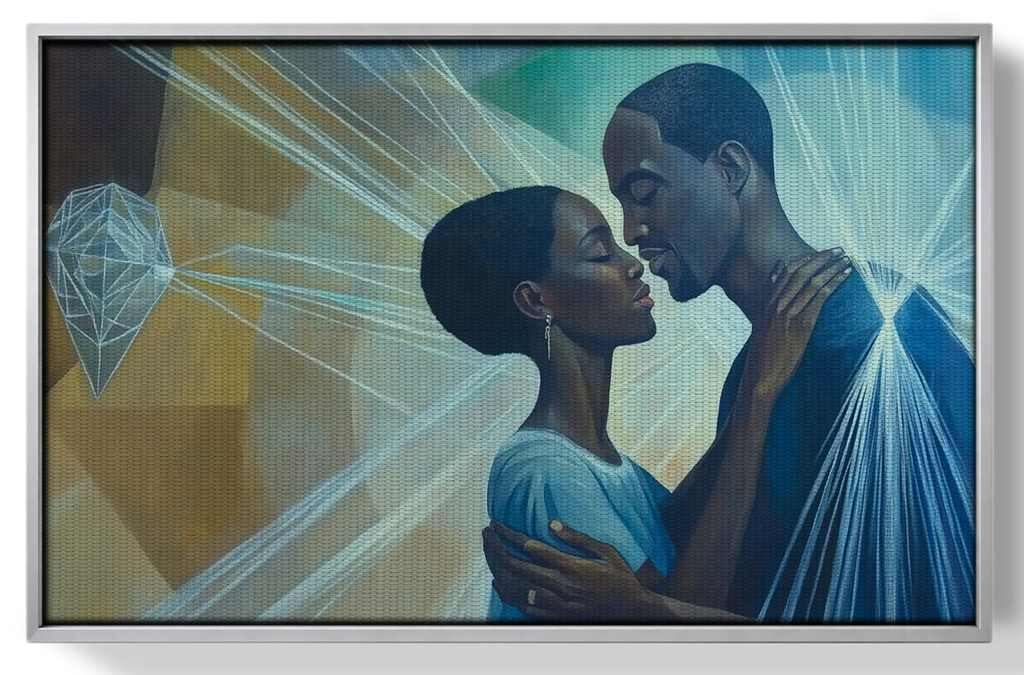 Black Couple Embrace Black love wall art view 55