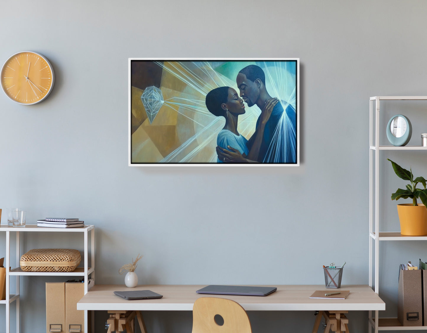 Black Couple Embrace Black love wall art view 66