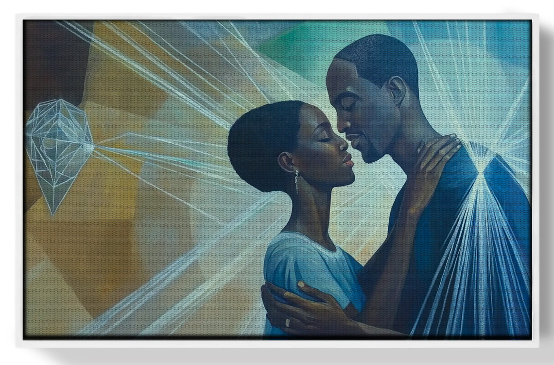 Black Couple Embrace Black love wall art view 61