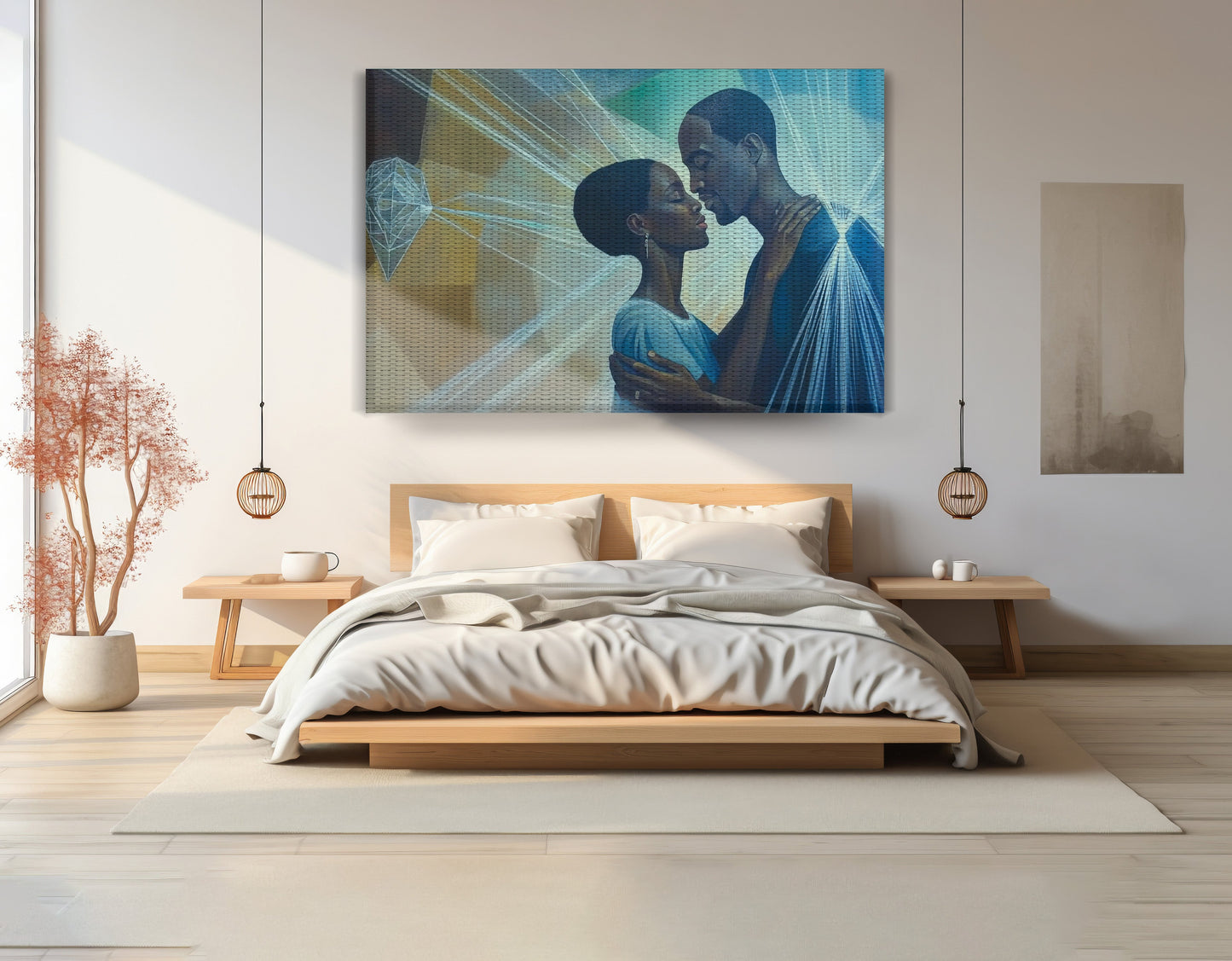 Black Couple Embrace Black love wall art view 15
