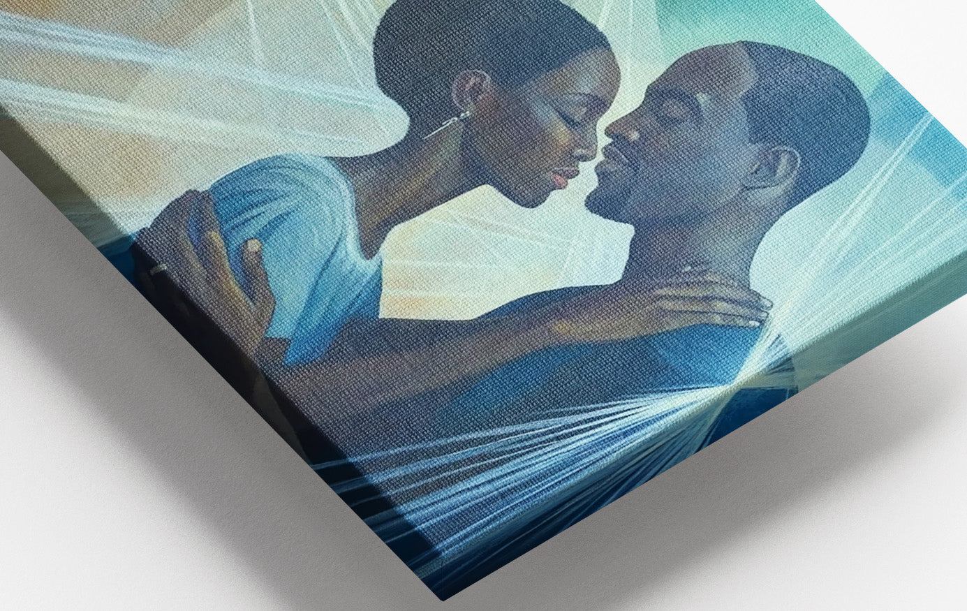 Black Couple Embrace Black love wall art view 16