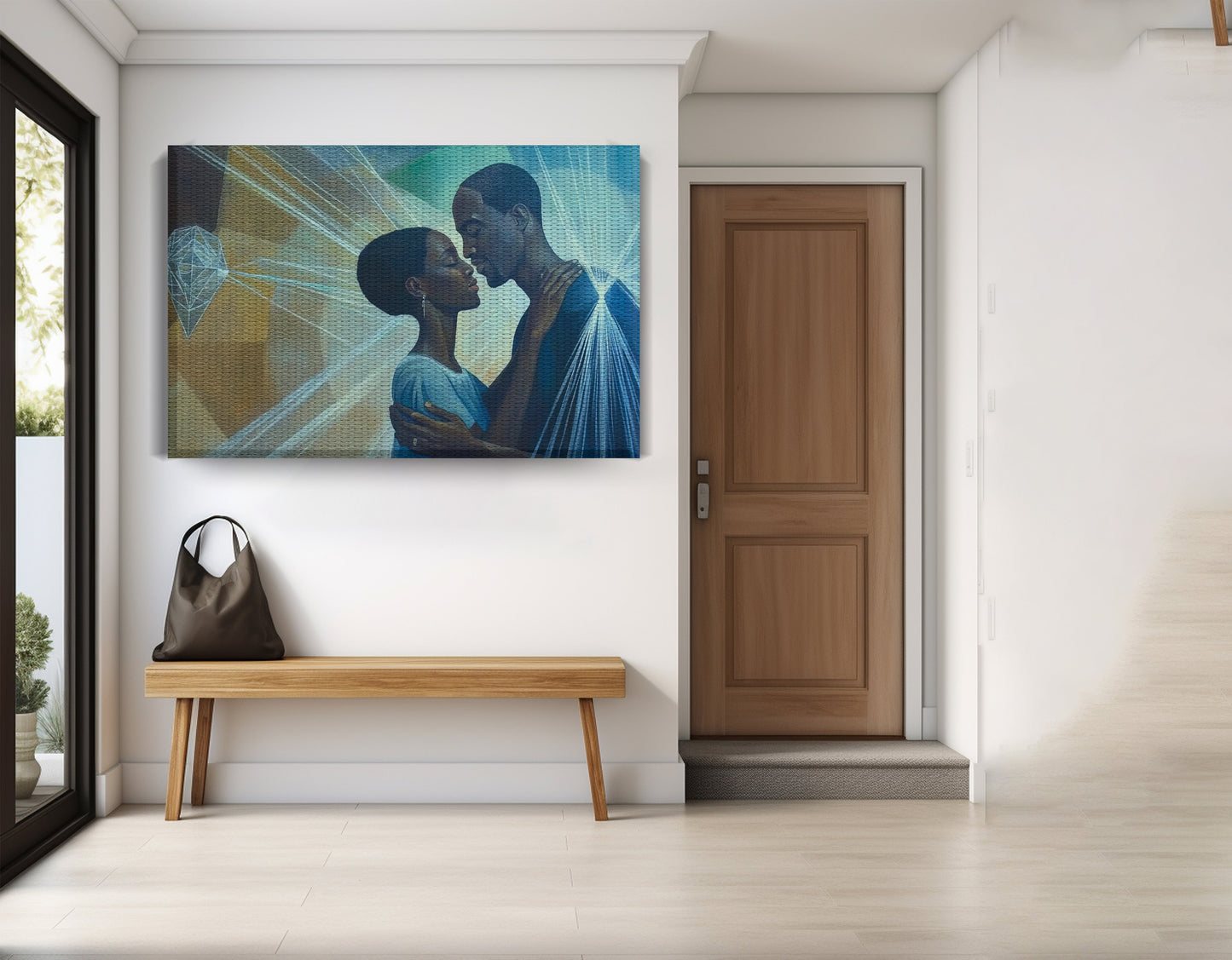Black Couple Embrace Black love wall art view 17