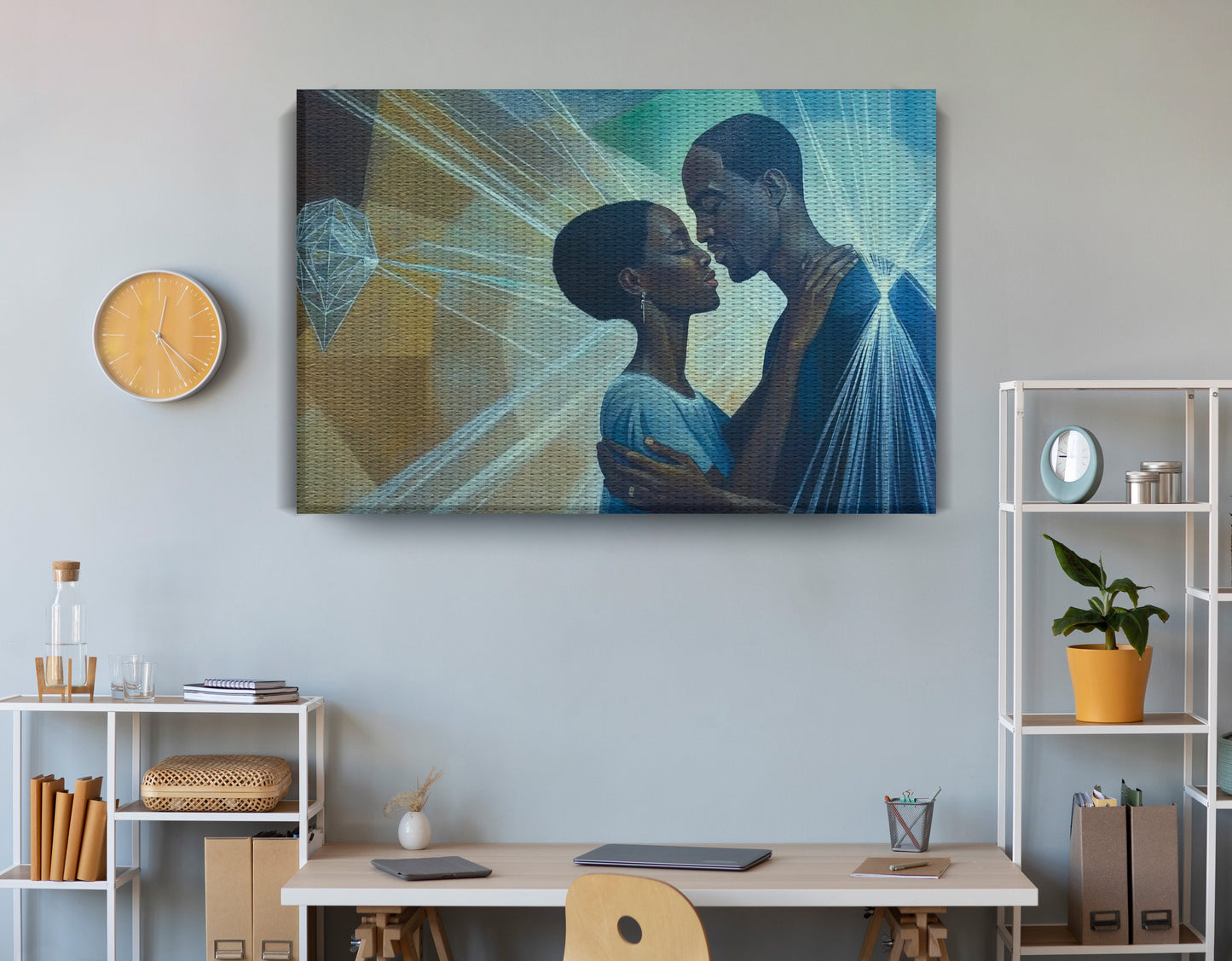 Black Couple Embrace Black love wall art view 18