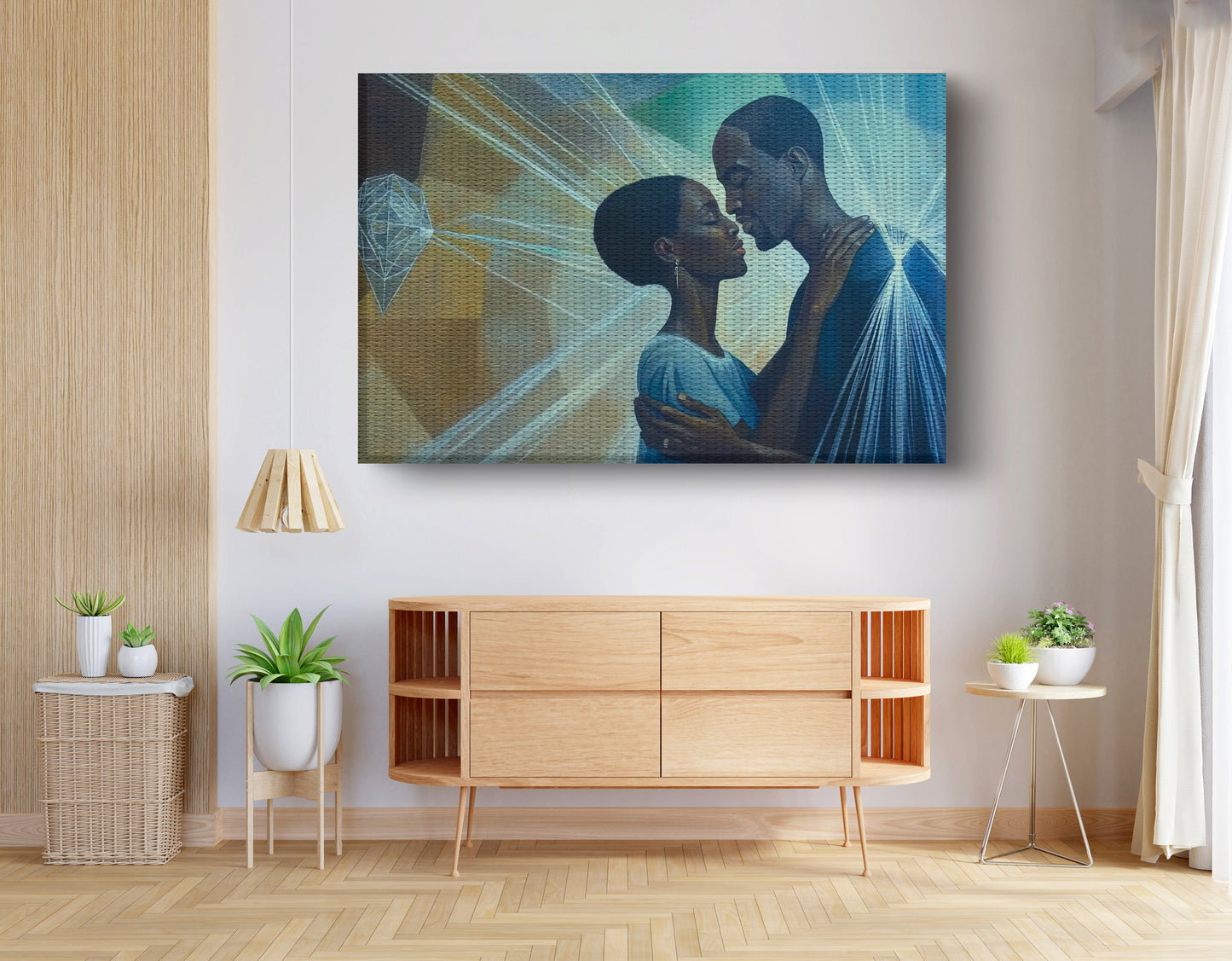Black Couple Embrace Black love wall art view 14
