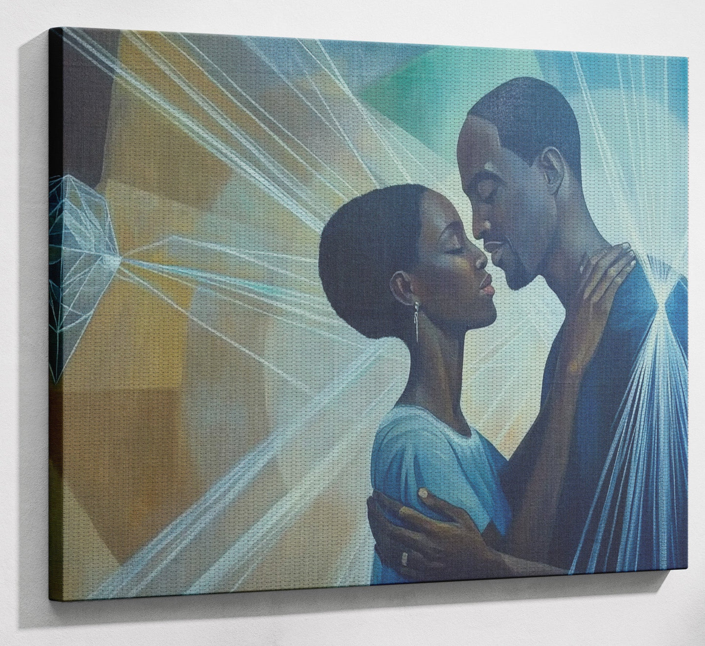 Black Couple Embrace Black love wall art view 13