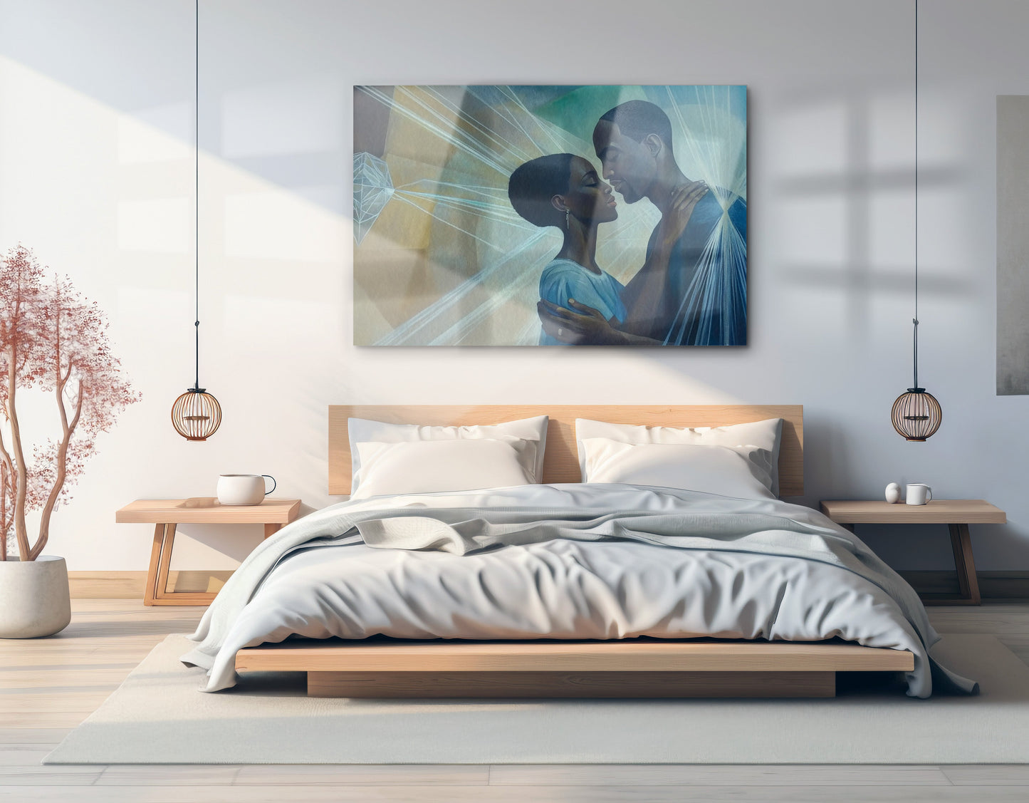 Black Couple Embrace Black love wall art view 21