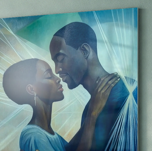 Black Couple Embrace Black love wall art view 22