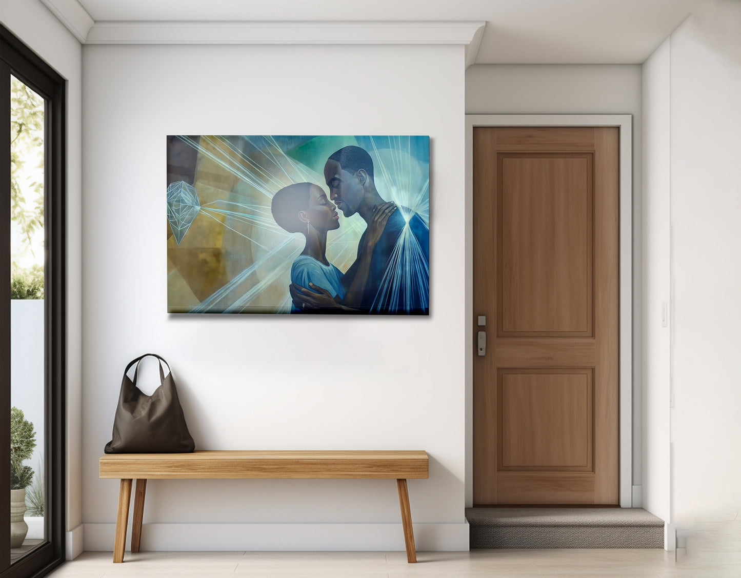 Black Couple Embrace Black love wall art view 23
