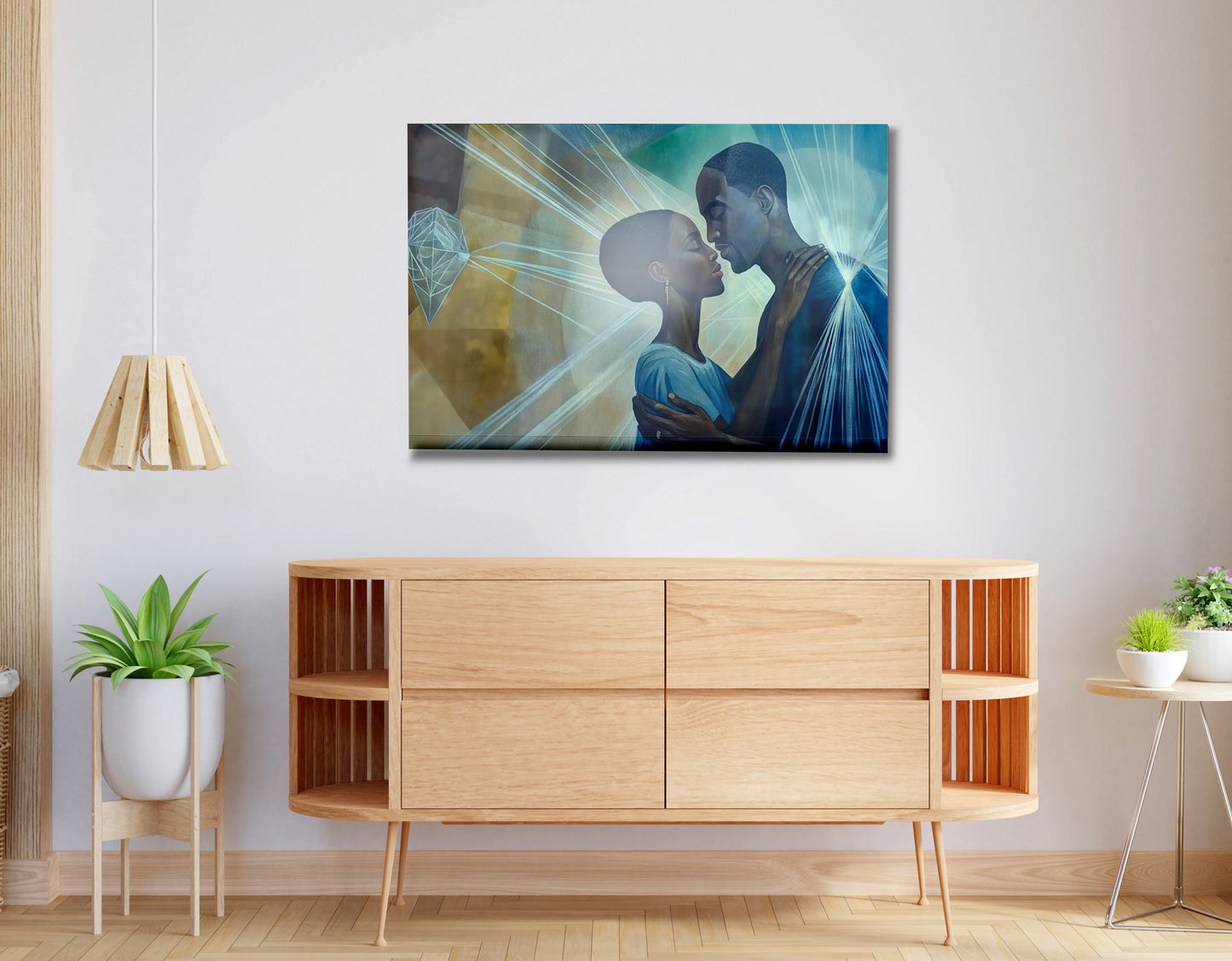Black Couple Embrace Black love wall art view 20