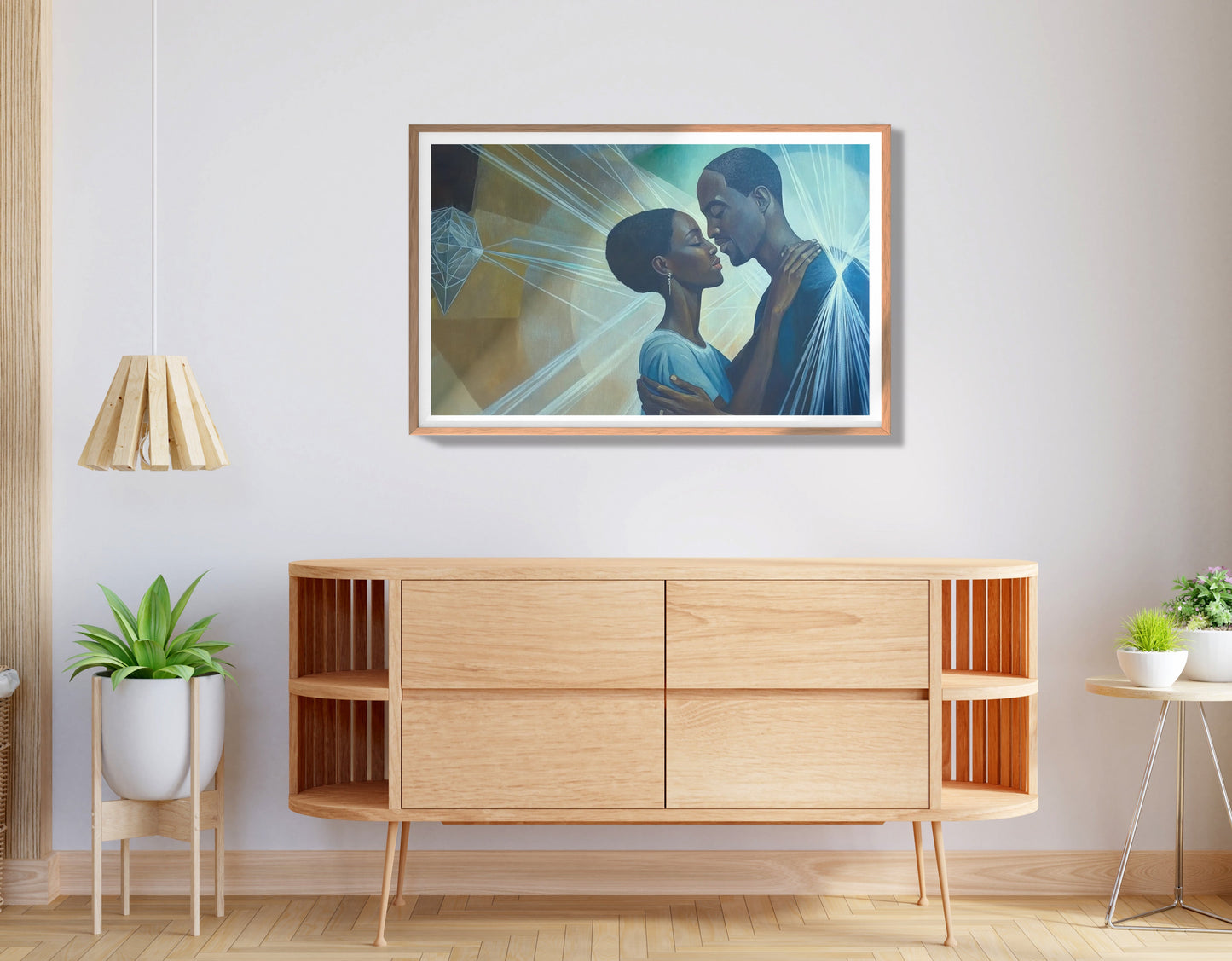 Black Couple Embrace Black love wall art view 80