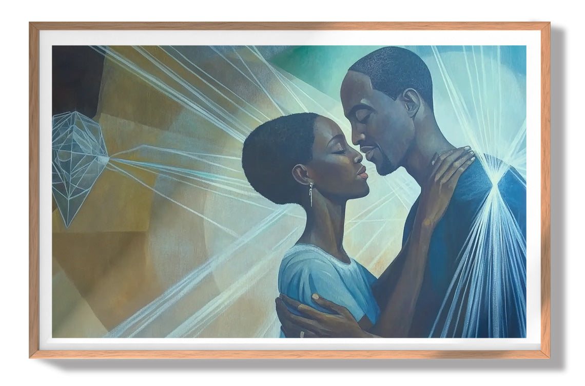 Black Couple Embrace Black love wall art view 79
