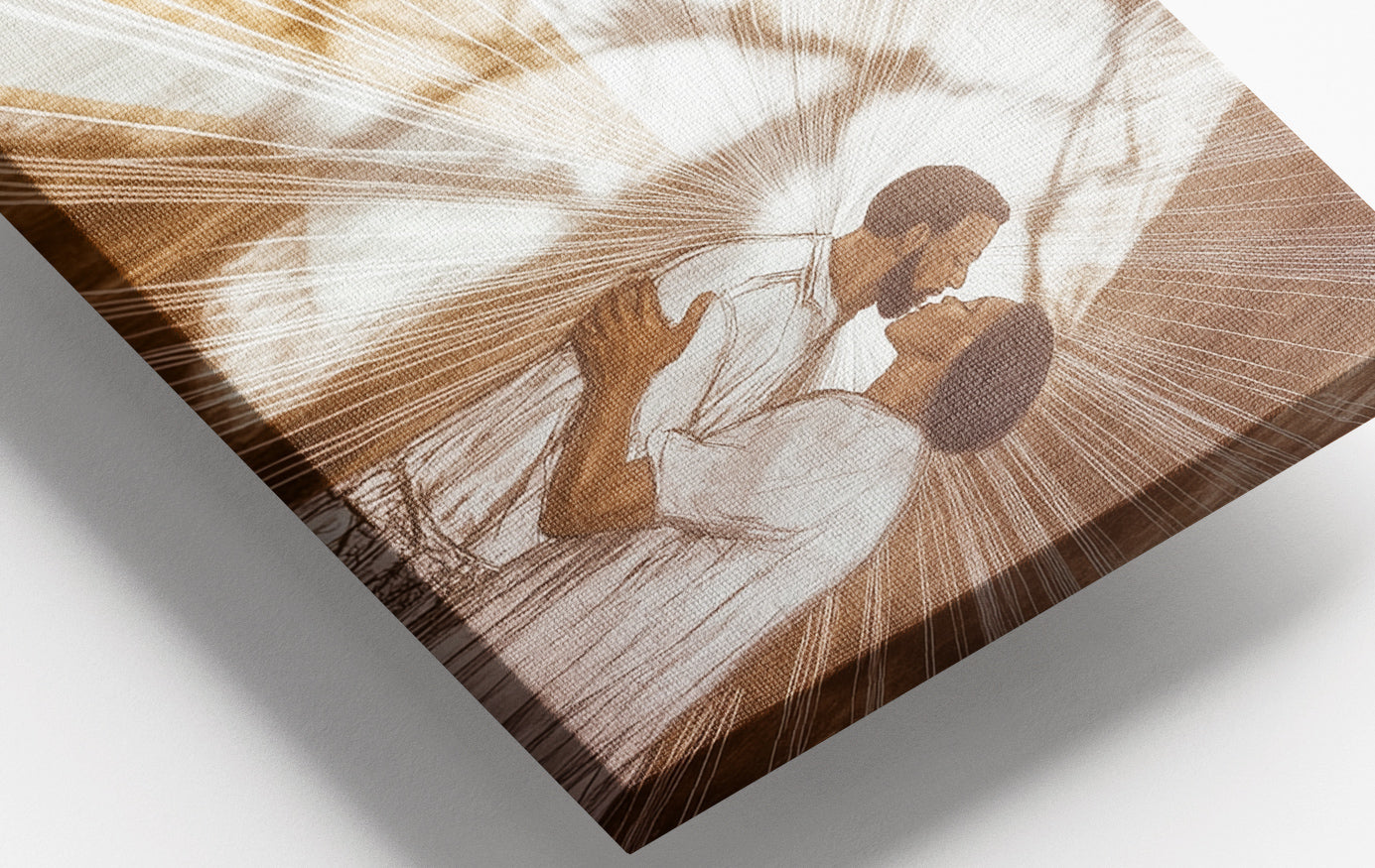 Close-up of Black Couple Love and Light Black love wall art detail
