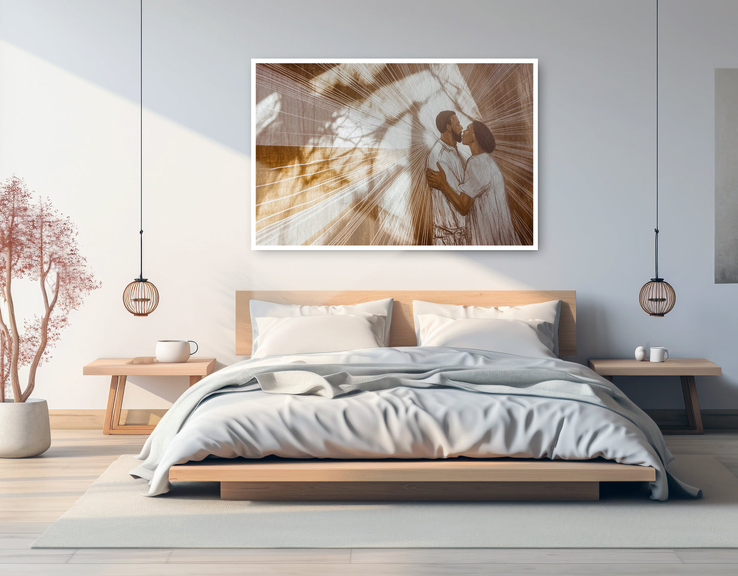 Black Couple Love and Light Black love wall art artwork view