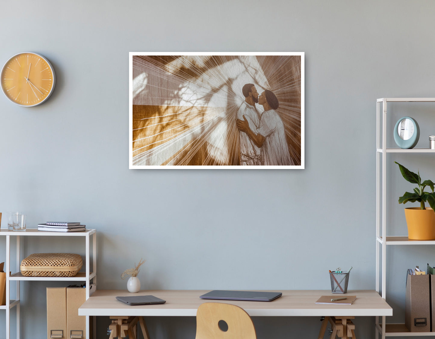 Black Couple Love and Light Black love wall art print view