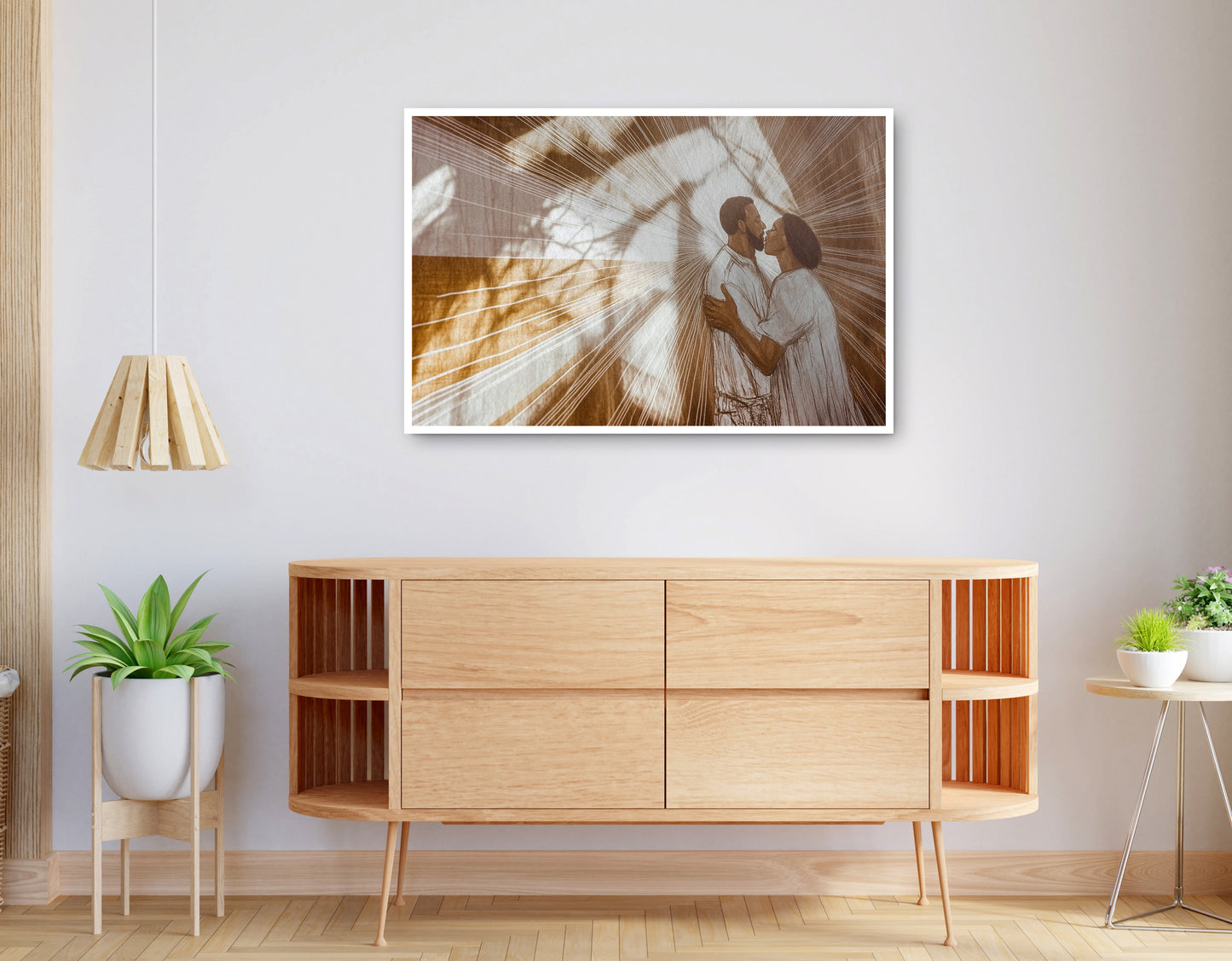 Alternate view of Black Couple Love and Light Black love wall art canvas print