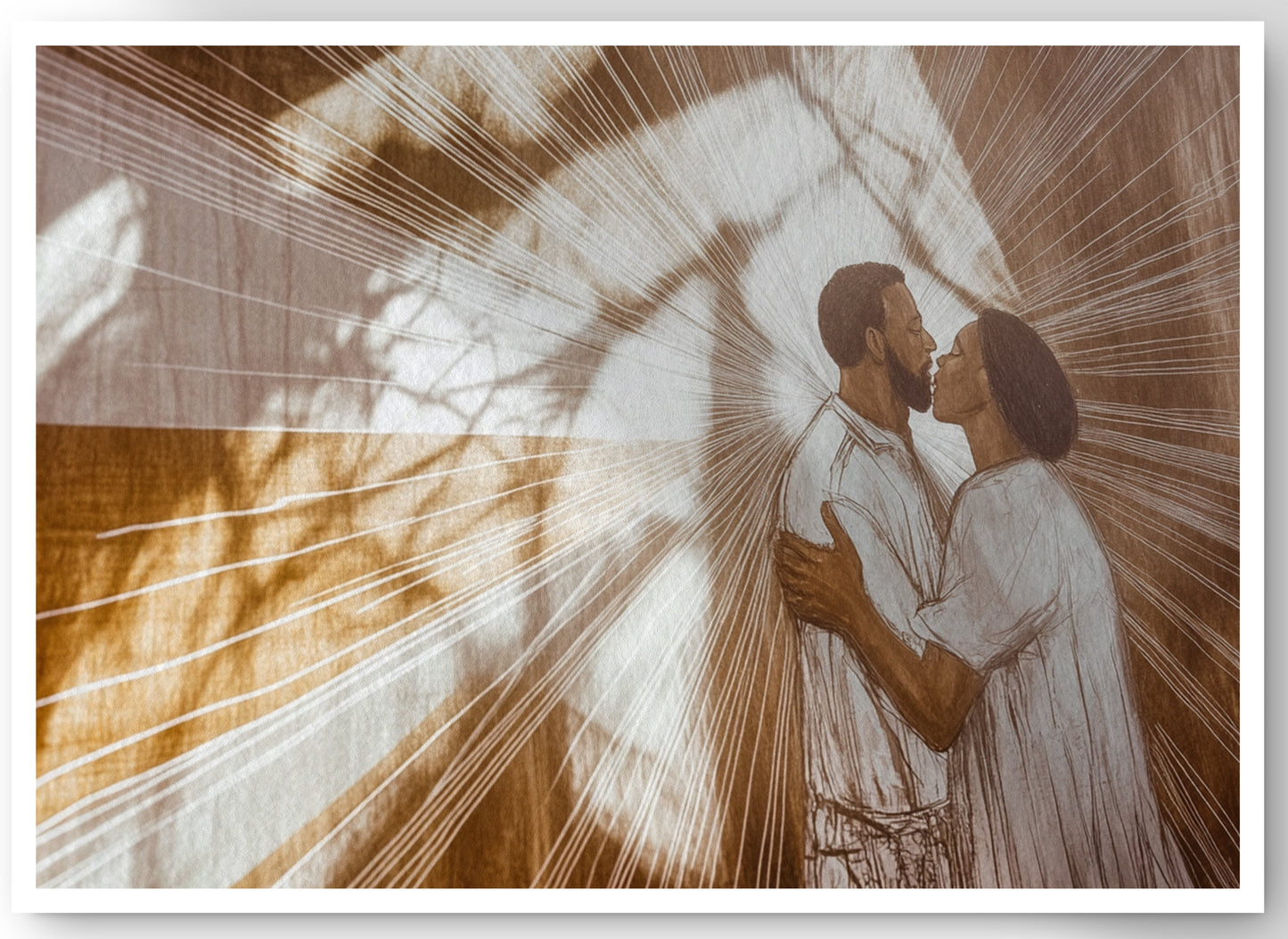 Black Couple Love and Light Black love wall art canvas print by MoomZee Artwork