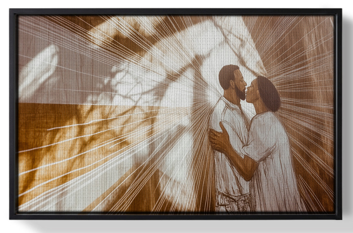 Framed Black Couple Love and Light Black love wall art for home decor
