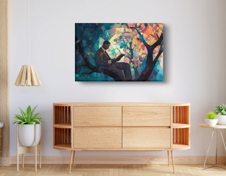 Black Man Reading Tree Wall Art