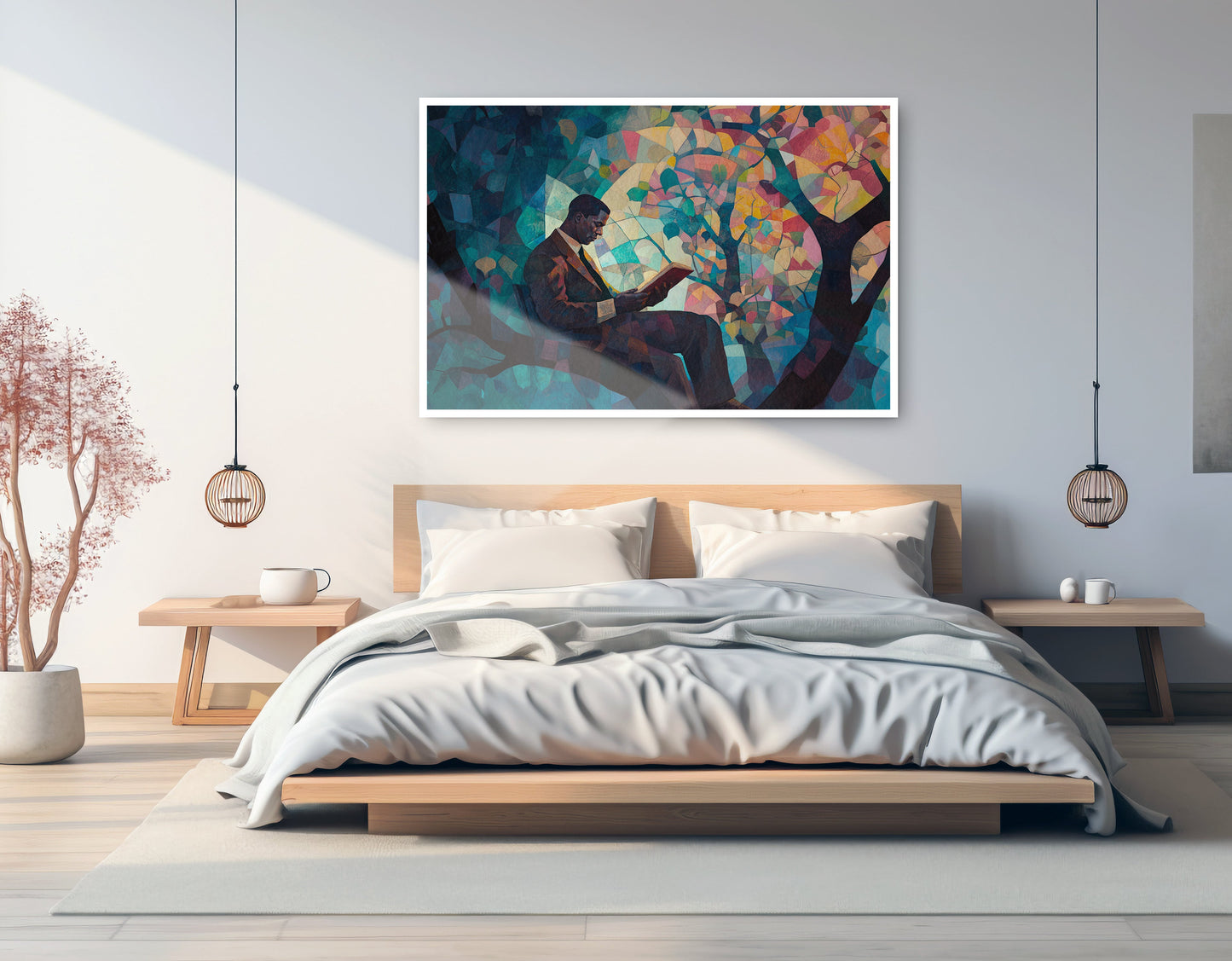 Black Man Reading Tree African American wall art artwork view