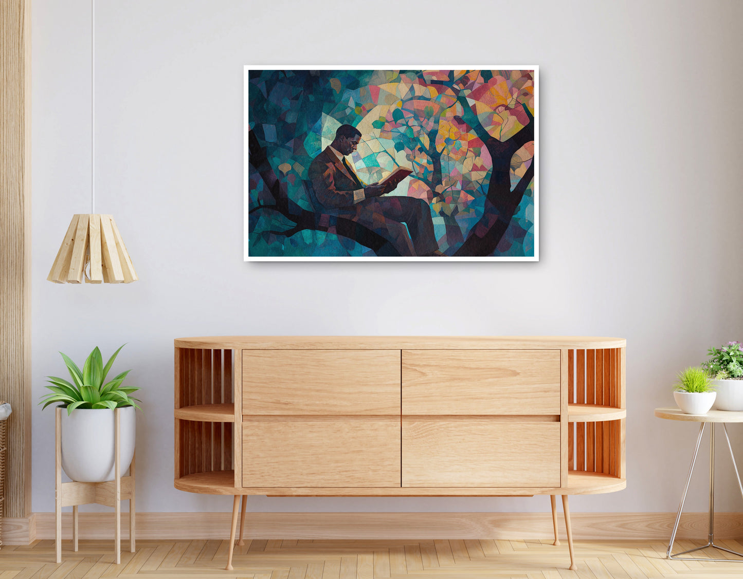 Alternate view of Black Man Reading Tree African American wall art canvas print