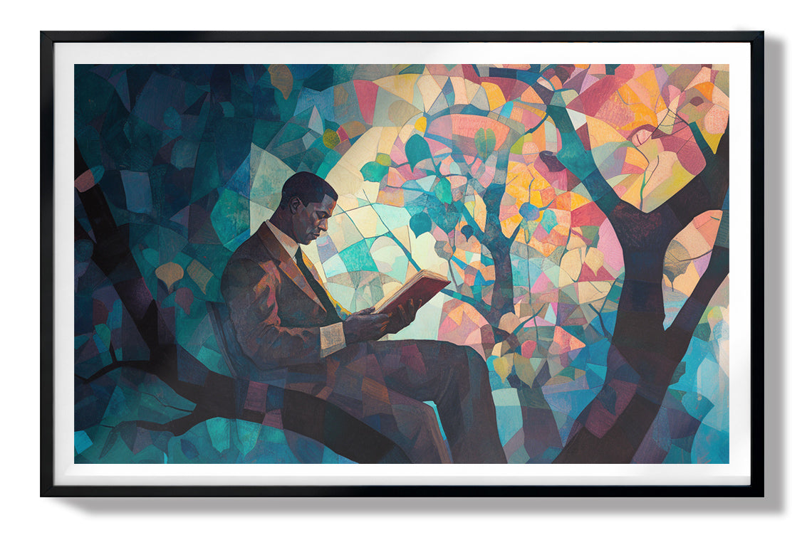 Black Man Reading Tree African American wall art view 67