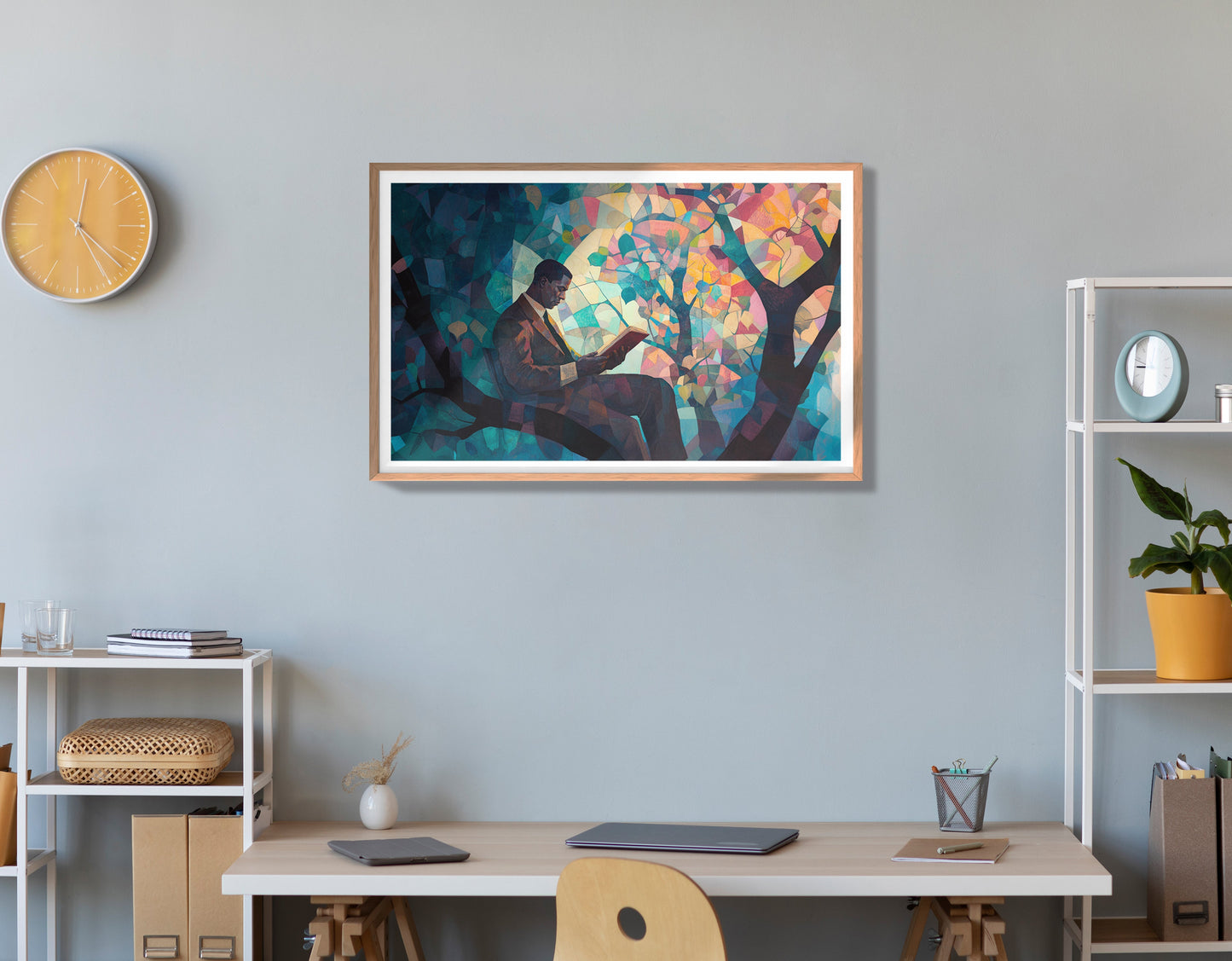 Black Man Reading Tree African American wall art view 84