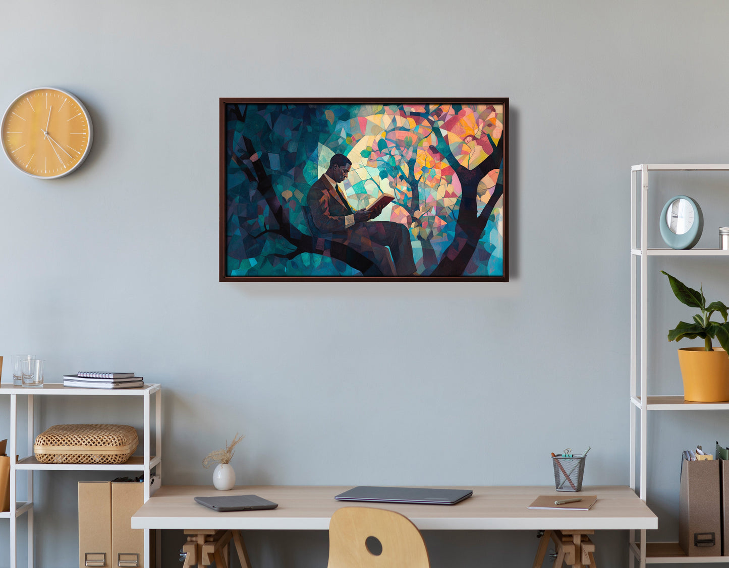 Black Man Reading Tree African American wall art view 36