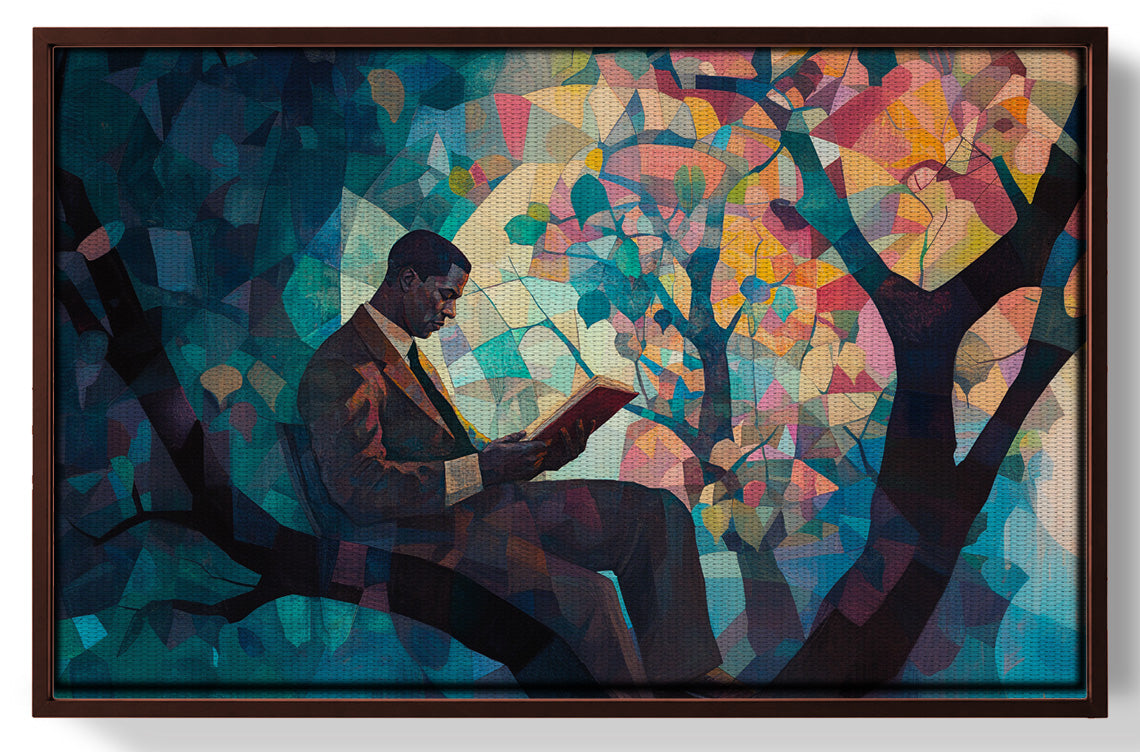 Black Man Reading Tree African American wall art view 31